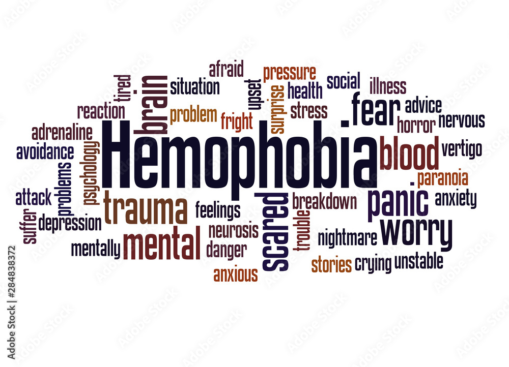 Hemophobia fear of blood word cloud concept Hemophobia fear of blood word cloud concept