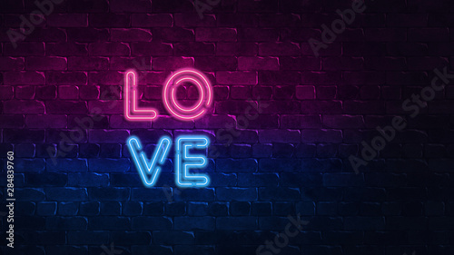 Retro collection with red neon sign love on dark background for decoration design. Love heart 3d render. Red heart valentine love logo.