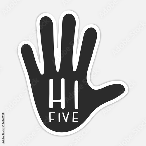 Counting fingers - number five. Hand showing five fingers, high five sign. Communication gestures concept. Vector illustration isolated on white background flat design.