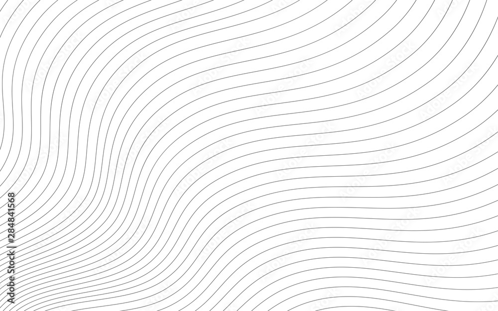 Abstract wavy background. Thin line on white.