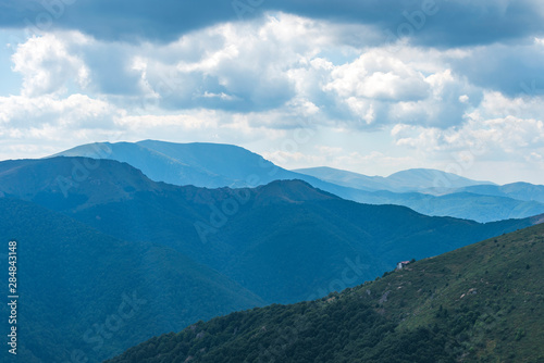 Fototapeta Naklejka Na Ścianę i Meble -  Summer panoramic view from Old mountain ( Stara planina), Bulgaria. Central Balkan national park, Kozia stena (goat wall) reserve.