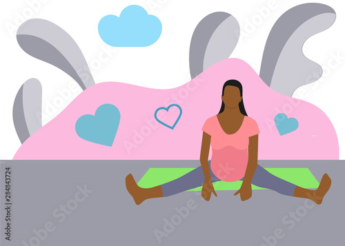 Yoga for pregnant woman banner template in a modern cartoon style.