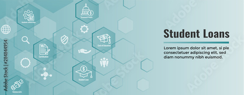 Student Loans Icon Set with Web Header Banner photo