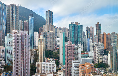 Photography City landscape. Residential buildings in Hong Kong