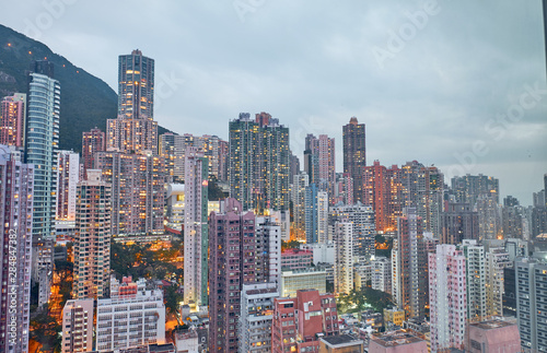 City landscape. Residential buildings in Hong Kong
