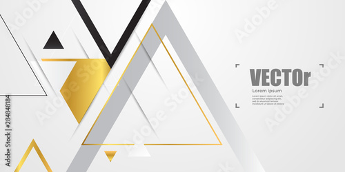 Abstract gold geometric vector background with triangles.