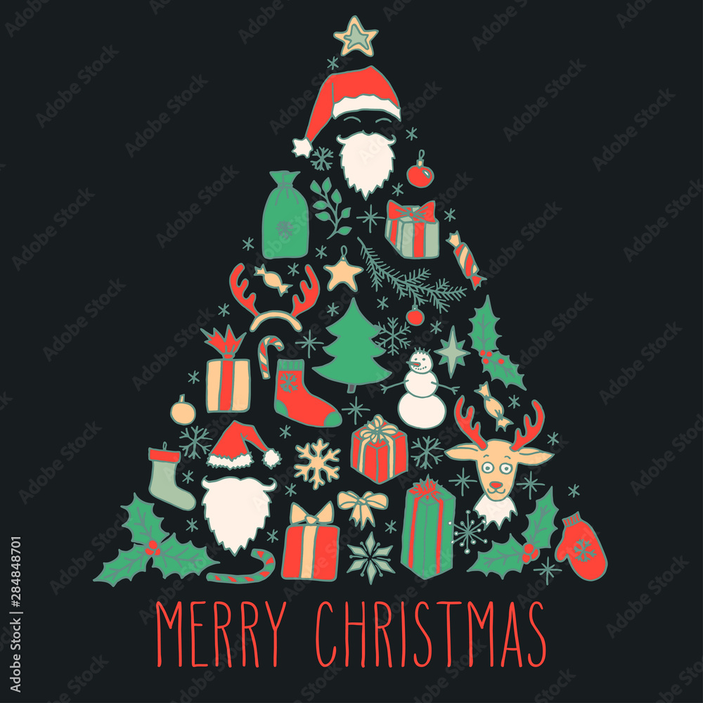 Christmas doodle greeting card
