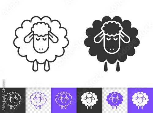 Sleep Sheep simple black line vector icon