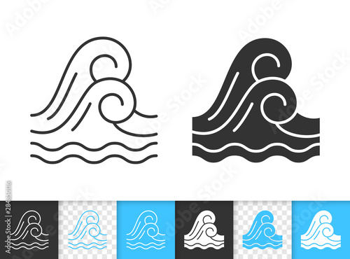 Wave sea water simple black line vector icon