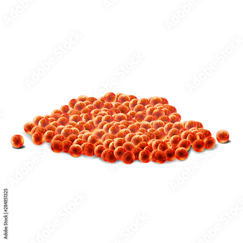 Red caviar fish roe food product 3d realistic decoration vector illustration