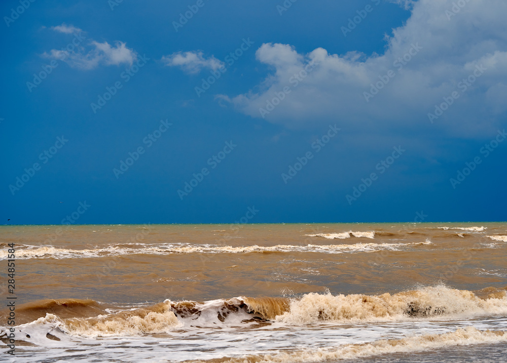 storm on the sea, the shore of the Sea of Azov