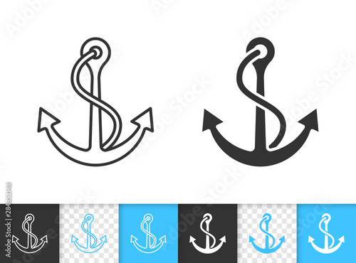 Obraz na płótnie Ship Anchor nautical simple black line vector icon
