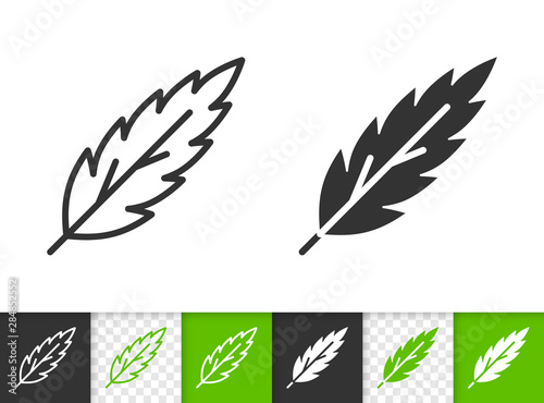 Green leaf of tree simple black line vector icon