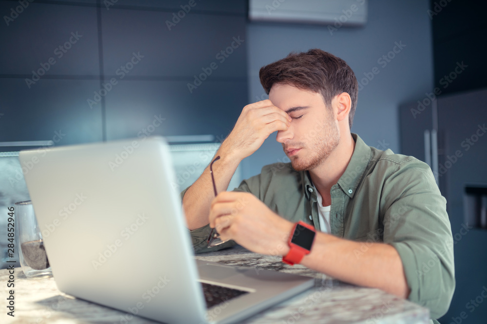Freelancer feeling sleepy while working all day at home Freelancer feeling sleepy while working all day at home