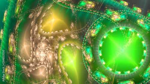 Bild auf Leinwand Abstract intricate extravagant fractal background made out of interconnected rin