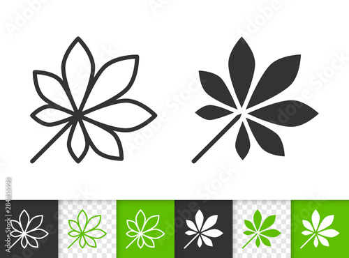 Green leaf of tree simple black line vector icon