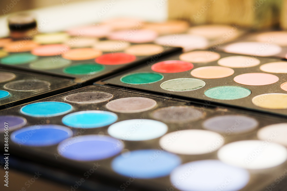 professional eyeshadows, a palette of different colors. professional cosmetics. visage professional eyeshadows, a palette of different colors. professional cosmetics. visage