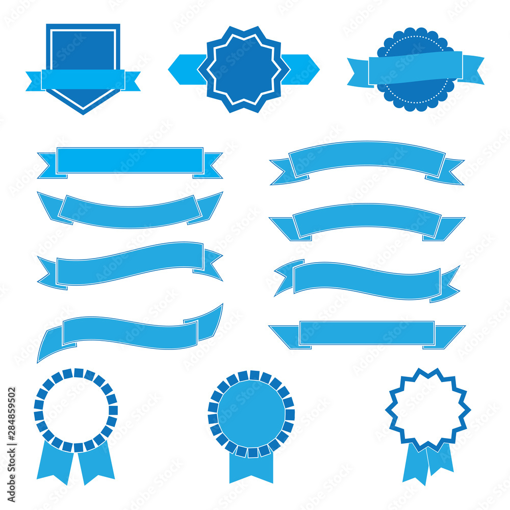 set of blue ribbons and labels.vector set of blue ribbons and labels.vector