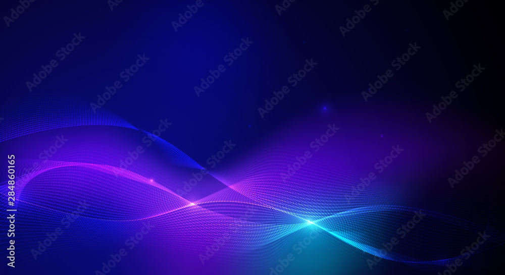 Vector illustration smooth lines in dark blue color background. Hi tech digital technology concept. Abstract futuristic, shiny lines background