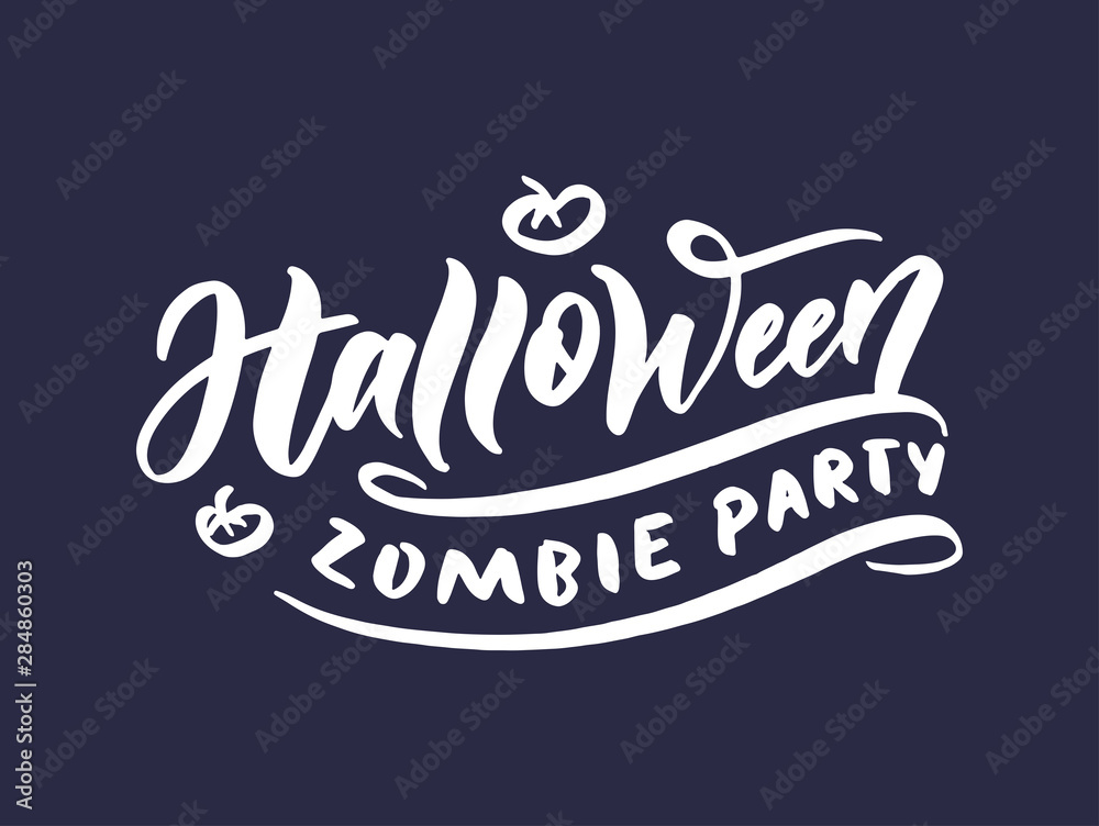 Naklejka premium Halloween logo. October holiday celebration handwritten lettering. Halloween festive decoration, stickers pack. Trick or treat, happy boo day, pick your poison, children and adults party calligraphy f