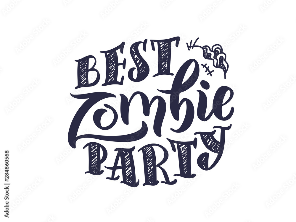 Halloween logo. October holiday celebration handwritten lettering. Halloween festive decoration, stickers pack. Trick or treat, happy boo day, pick your poison, children and adults party calligraphy f