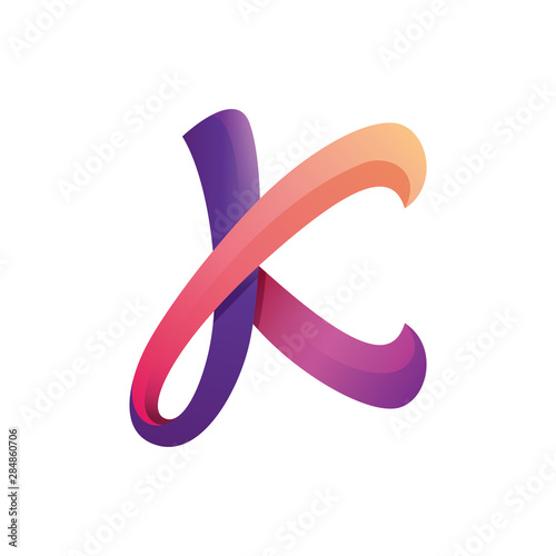 Colorful letter k logo template photo