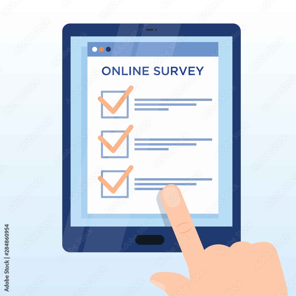 One hand holds smartphone and finger touch checklist on screen. Online survey concept. Checklist on tablet display, checkboxes with check mark. List of purchases, tasks, to do, wish list banner One hand holds smartphone and finger touch checklist on screen. Online survey concept. Checklist on tablet display, checkboxes with check mark. List of purchases, tasks, to do, wish list banner