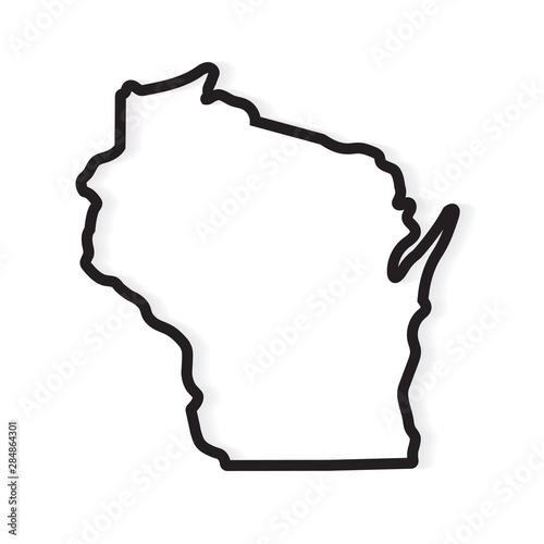 black outline Wisconsin map- vector illustration photo