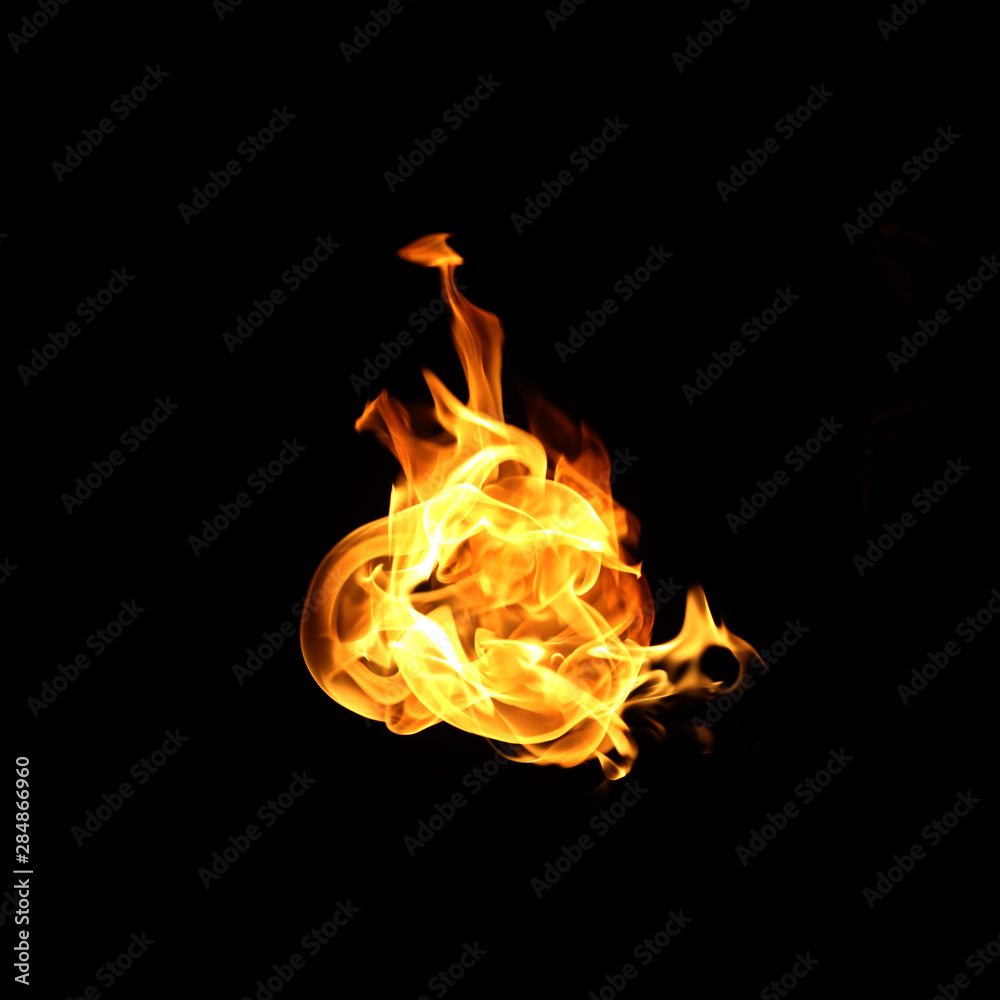 Fototapeta premium Fire flames collection isolated on black background