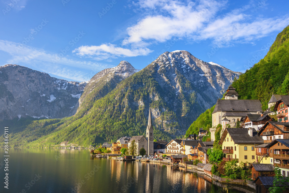 Hallstatt Austria, Nature landscape of Hallstatt village with lake and mountain Hallstatt Austria, Nature landscape of Hallstatt village with lake and mountain