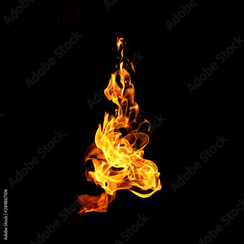 Fire flames collection isolated on black background