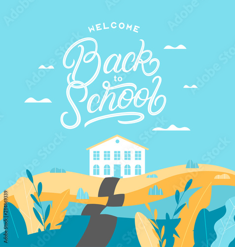 Welcome Back to school flat background