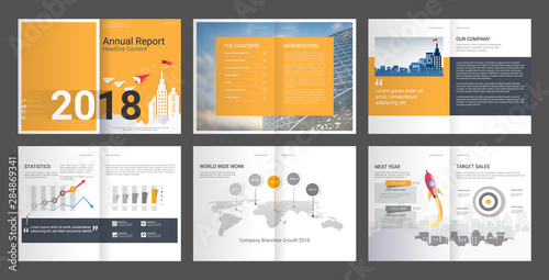 Annual report for company profile & advertising agency brochure, Suitable for professional introduction of the business and aims to inform the audience about its products and services.