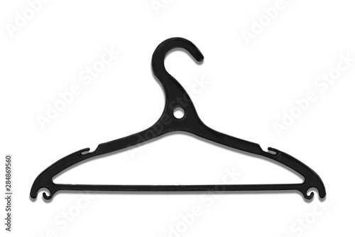 Black clothes hanger isolated on white background