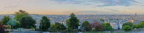 Panoramic view of Paris early in the morning at sunrise / Picture taken at Montmartre