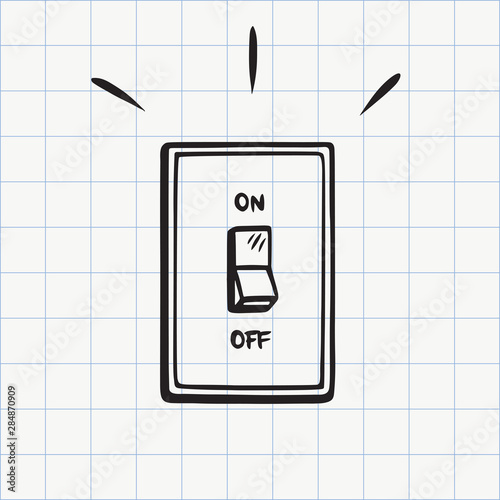 Light switch doodle icon. Hand drawn sketch in vector