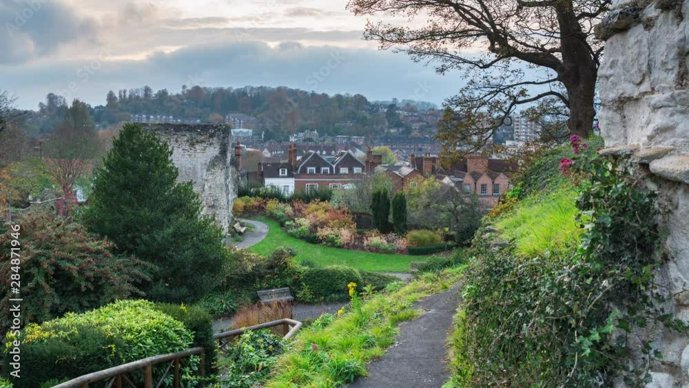 Beautiful maintained gardens in Guildford Castle Grounds. Time lapse, Guildford Surrey England UK Beautiful maintained gardens in Guildford Castle Grounds. Time lapse, Guildford Surrey England UK