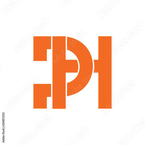 letter ph simple linked geometric logo vector