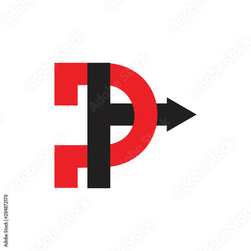 letter pt simple linked geometric logo vector
