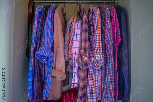 Picture of a Different designed men shirts in wardrobe