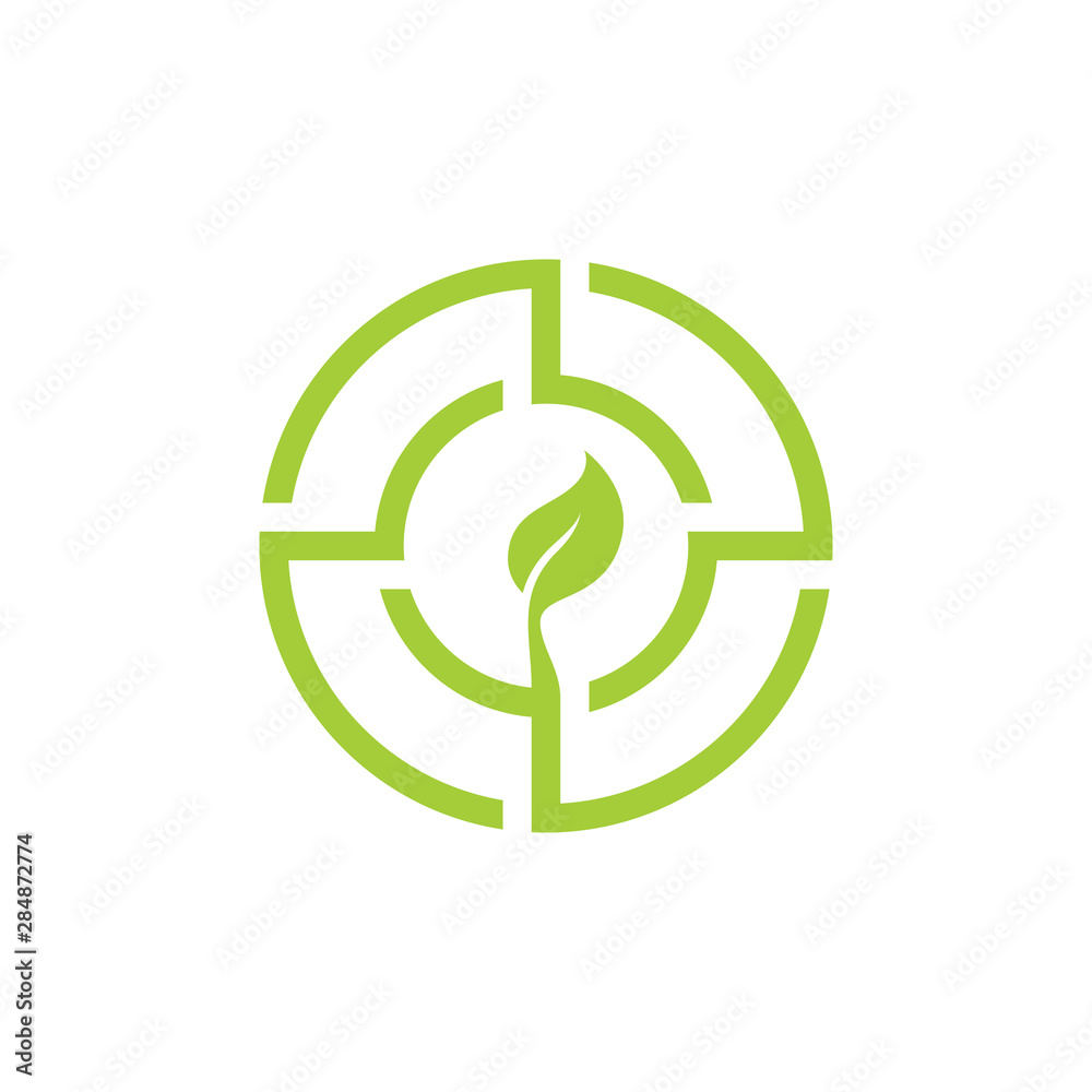 circle geometric leaf shape logo vector circle geometric leaf shape logo vector