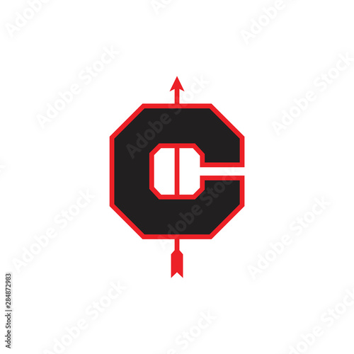 letter c arrow shape outline logo vector