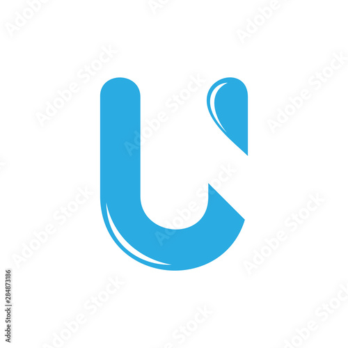 letter uj water drop blue logo vector