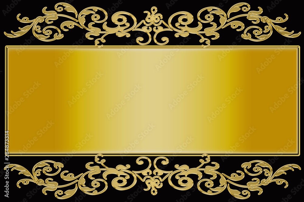 vintage background with golden frame on a black background