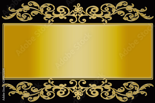 vintage background with golden frame on a black background