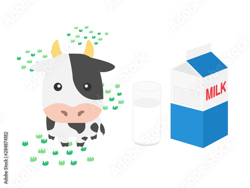 牛乳と牛のイラスト
