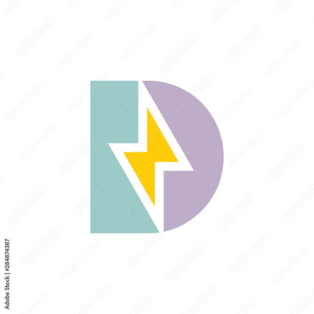 letter d capital thunder shape logo vector letter d capital thunder shape logo vector