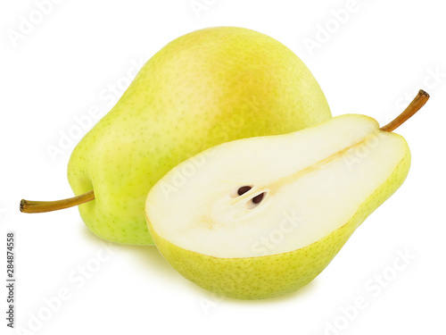 Composition with Yellow Pears Isolated on White Background