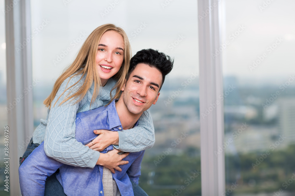Happy young couple. Positive man and woman portrait. Hug and happy. Happy young couple. Positive man and woman portrait. Hug and happy.