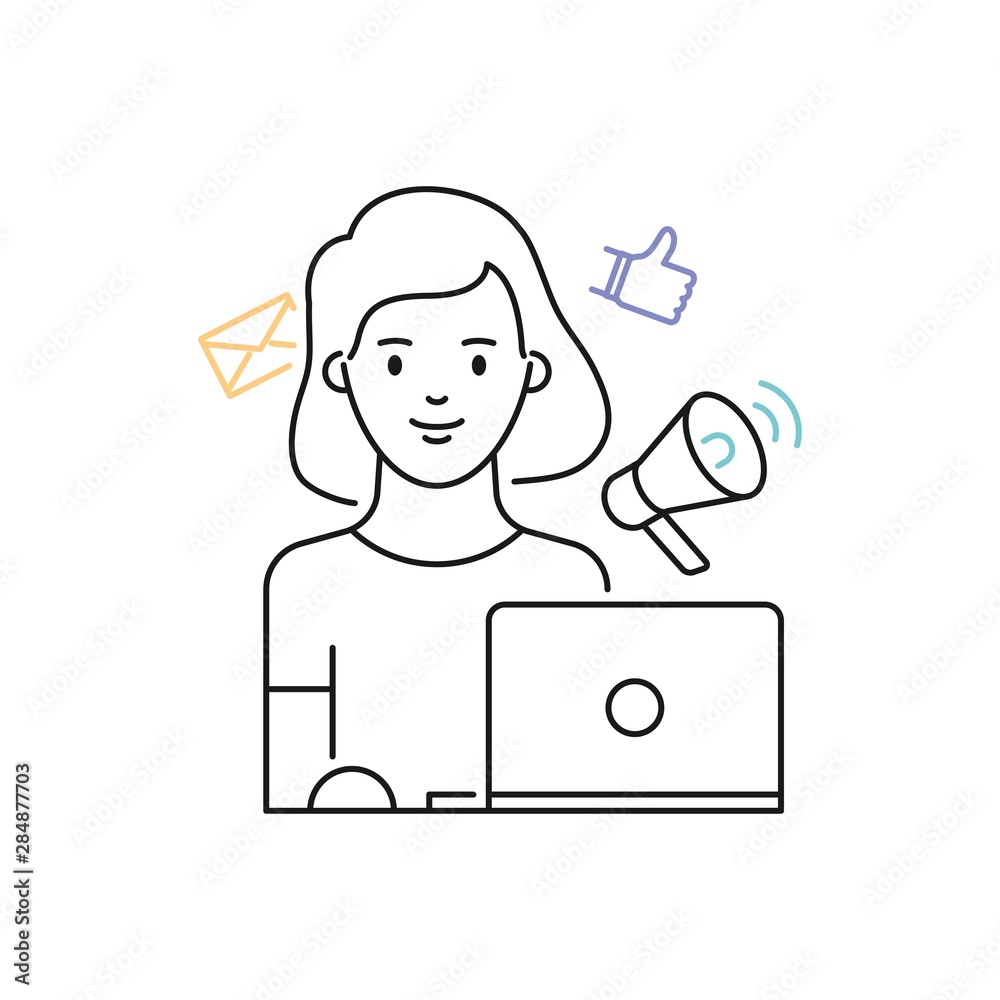 SMM manager, internet marketing, email marketing simple vector illustration SMM manager, internet marketing, email marketing simple vector illustration